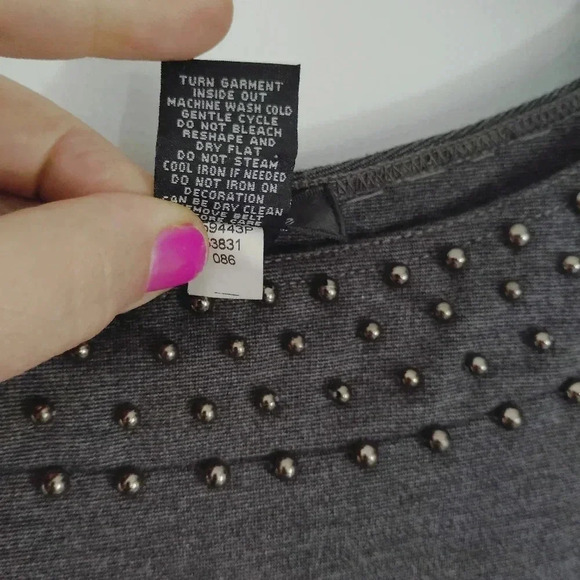 CLEARANCE Spense Minidress Beaded Collar Dress Charcoal Grey 8P - Picture 10 of 11